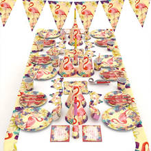 Flamingo disposable tableware Hawaii Party  Luau Flamingo party Hawaiian Birthday Party Decor Wedding tableware 2024 - buy cheap