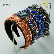 PROLY-Diadema barroca de cristal para mujer, accesorios para el cabello, diadema con diamantes de imitación de lado ancho, para boda 2024 - compra barato