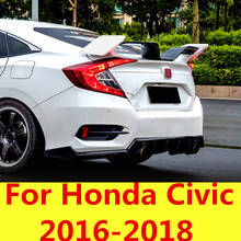 Фиксированное крыло, верхнее крыло, свободное ПЕРФОРИРОВАННОЕ заднее украшение, автомобильные аксессуары для Honda Civic 2016-2018, седан 10-го поколения 2024 - купить недорого
