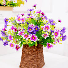 Buquê de flores artificial com 7 garfos, 28 unidades, margaridas, flores, buquê de flores, seda, para casamento, jardim, decoração de mesa para casa 2024 - compre barato