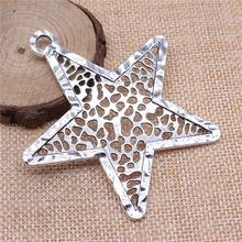 1pcs 74x70mm Big Hollow Pentagram Star Charms Pendant DIY Jewelry Findings Antique Silver Color 2024 - buy cheap