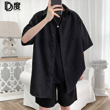 Abstinence men's high-grade black shirt men's short sleeve cool style shirt design chic style top half sleeve shirts streetwear 2024 - buy cheap