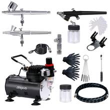 Air Brush Compressor Airbrush Kit with 3 Professional Airbrushes for Cake,Nail,Tattoo,Hobby with More Airbrush Accessories 2024 - buy cheap