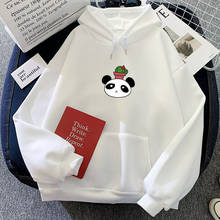 Panda and Cactus Plant Hoodie Harajuku Sweatshirt Cool Hoodies for Women Gothic Aesthetic Long Sleeve Pocket Sweetshirt for Girl 2024 - buy cheap
