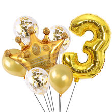 7pcs/lot Number Crown Number Foil Balloons Happy Birthday Kids Party Wedding Decor Balls Supplies black gold letax balloon 2024 - buy cheap
