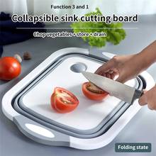 New Arrival 4 IN 1 Folding Cutting Board Basket Collapsible Dish Tub With Draining Plug Colander Fruits Vegetable Storage Basket 2024 - buy cheap