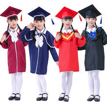 Kids Graduation Gown Children Bachelor Costumes School Students Uniform Girls Dress set with Hat Baby Performance Clothing 2024 - buy cheap