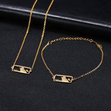 Skyrim Mining Worker Pendant Necklace Bracelet Sets Female Stainless Steel Gold Color Charm Chain Necklaces Bangles Jewelry Set 2024 - buy cheap