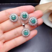 1ct green moissanite Round 6.5mm size gem ring stud earrings and necklace 925 silver platinum plated women's bubble Necklace 2024 - buy cheap