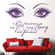 Removable Vinyl Eyes Quotes Wall Sticker Beauty Salon Decor Eyelashes Waterproof Home Livingroom Decoration Murals Decals HQ1052 2024 - buy cheap