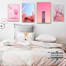 Cuadros de arte nórdico para pared, póster de paisaje, rosa, fruta de construcción, flor, lienzo, impresión para sala de estar, decoración moderna del hogar 2024 - compra barato