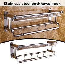 Punch-free Stainless Steel Bathroom Towel Rack Multifunctional Cloth Holder with Hooks Hanging Gadget for Home D1 2024 - buy cheap