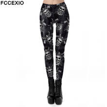 FCCEXIO Demon Head Print Women's Pants Push Up Running Sports Leggings Slim Pants Female Casual Trousers Fitness Leggings 2024 - buy cheap