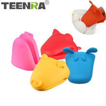 TEENRA Silicone Gloves Insulated Gloves Oven Mitt Animal Heat Resistant Silicone Oven Mitt Clip Non-slip Cooking Baking Gloves 2024 - buy cheap