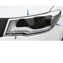 Корпус автомобиля Передняя голова свет накладки на фары литья рамка наклейка ABS Хромированная Накладка для автомобиля 2 шт для Jeep Compass 2017 2018 2019 2024 - купить недорого