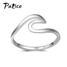 Genuine Wave Finger Rings for Women 925 Sterling Silver Band Ring Minimalist Korean Style Fine Jewelry Bague 2024 - buy cheap