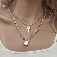 Korean  Chain Key Padlock Pendant Necklace for Women  Necklace Layered Chain  Punk Jewelry necklaces 2024 - buy cheap