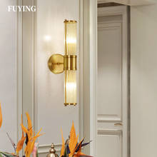 Luminária de parede de vidro em preto/cobre com luz americana, moderna luz para decoração de quarto, sala de estar, corredores 2024 - compre barato
