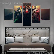 Wall Decorative Unique Ainz Ooal Gown And Demon Vampire Poster 5 Pieces Anime Overlord Canvas HD Print Modular Artwork Painting 2024 - buy cheap