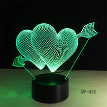 Lámpara LED de noche con forma de corazón, luz de mesa de 7 colores con botón táctil, regalo de San Valentín, AW-045 de Luz Navideña 2024 - compra barato