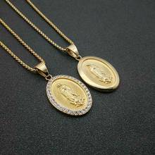 Hip Hop Iced Out Christian Virgin Mary Pendant Necklaces Gold Color Stainless Steel Chains For Men Women Jewelry Dropshipping 2024 - buy cheap