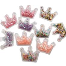 10pcs/lot 5.5x4cm Bling Bling sequin Crown padded applique for clothes and hair accessories 2024 - buy cheap