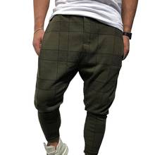 Pantalones a cuadros con bolsillo para hombre, pantalón largo, holgado, Hip Hop, ropa de calle, Fitness, 2021 2024 - compra barato