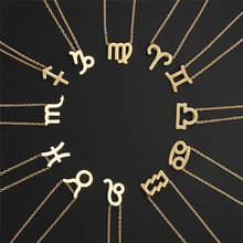 Masculino feminino 12 horóscopo signo do zodíaco ouro pingente colar áries leo 12 constelações jóias crianças presentes de natal 2024 - compre barato
