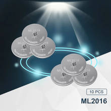 Eaxell-bateria de íon de lítio ml2016 ml recarregável, 2016 3v, tipo moeda, botão original, baterias rtc, 10 peças 2024 - compre barato