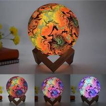 Crianças presente 3d candeeiro de mesa pintado led lightning 3d nightlight colorido toque interruptor luz da noite decoração casa com suporte madeira