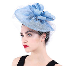 Light Blue Hair Fascinators Hat Derby Royal Headwear Veils With Loops Hair Accessories Hair Clips Women Ladies Wedding Headdress 2024 - buy cheap