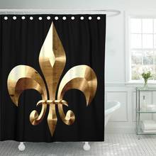 Black Fleur De Lis Symbol in Gold and France Shower Curtain Waterproof Polyester Fabric 60 x 72 Inches with Hooks 2024 - buy cheap
