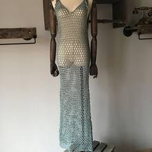Crochet Dress Women Crochet Fishnet Bikini Cover Up Beach Dress Tunic Long Hollow Out Swimsuit 2024 - buy cheap
