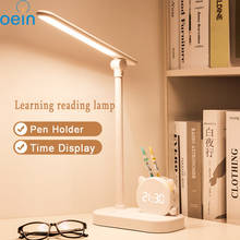 Lámpara de mesa LED para escritorio, soporte para bolígrafo con reloj, recargable por USB, protección ocular, moderna, luz de lectura para estudiantes y oficina 2024 - compra barato