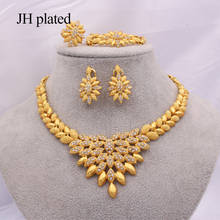 Conjunto de joias femininas de ouro 24k, fabricado em várias cores, colar, brincos, pulseira, anéis, índia, presentes de casamento africano, etiótica 2024 - compre barato
