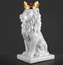 Золотая Корона, статуя льва, украшения ручной работы, рождественские украшения для домашняя скульптура Escultura, аксессуары для украшения дома 2024 - купить недорого