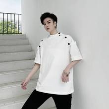 Camiseta masculina com gola de manga curta, camiseta casual preta e branca, estilo hip hop gótico 2024 - compre barato