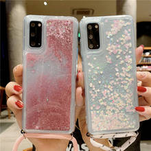 Sequins Quicksand Hanging Rope Crossbody Case for Samsung A91 A81 A71 A51 A31 A21 A70 A60 A50 Dynamic Liquid Glitter Clear Cover 2024 - buy cheap
