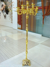 Candelabros de ouro mais altos 103cm altura 7-braços castiçal casamento candelabro único brilhante prata decorativo suporte de vela 2024 - compre barato