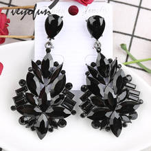 Brincos pendurados de cristal preto veyofun hiperbola joias estilosas para mulheres brinco 2024 - compre barato