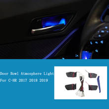 Maçaneta para porta de carro, luz atmosférica, luz led azul, iluminação de quadro, para toyota visual 2017 2018 2019 2024 - compre barato