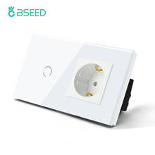 BSEED-interruptor de luz de pantalla táctil, enchufe de pared de vidrio, 1/2/3 entradas, 1 vía, máx. 300W/Gang, enchufe de pared, 16A 2024 - compra barato