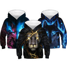 Kids Sweatshirt 3D Real Lion And Wolf Pattern Hoodies Coat For Boys And Girls New Style Children Birthday Present 2024 - buy cheap