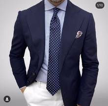 Chaqueta azul marino para hombre, pantalón blanco, traje de boda, esmoquin ajustado de 2 piezas, Blazer para novio y graduación, estilo informal 2024 - compra barato