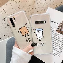 Funda de teléfono transparente para Huawei, carcasa con estampado de galletas de leche, BFF, Best Friends, P20, P30, P40 lite, pro, P smart 2019, honor 8x, 10i 2024 - compra barato