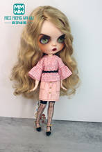 Blyth Azone OB23 OB24 1/6 doll clothes accessories Fashion pink plaid shirt, short skirt 2024 - buy cheap