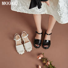 MKKHOU Fashion Sandals Women's New Summer Shoes Genuine Leather Simple Fish Mouth Platform Shoes Open Shoes Large Size 34-43 2024 - buy cheap