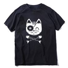 Крутая Мужская футболка COOLMIND из 100% хлопка с коротким рукавом и принтом кошки, свободная крутая Мужская футболка с принтом кошки, футболка с круглым вырезом, мужские футболки 2024 - купить недорого