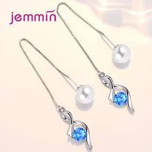 925 Sterling Silver Luxury Pearl Dangle Earrings For Women Girls Wedding Engagement CZ Cubic Zirconia Fashion Jewelry 2024 - buy cheap