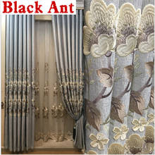 European Luxury Curtain Blackout For Living Room Embossed Embroidered Sheer Curtain Window Blinds Drape Voile Fabric X-JD883 2024 - buy cheap